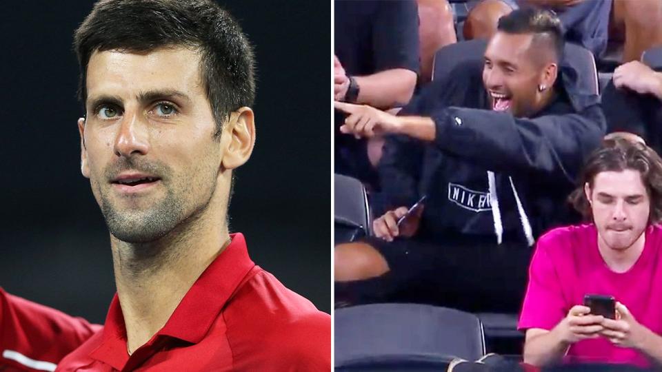 Según se informó, Nick Kyrgios estaba animando a la pareja contra la que jugaba Novak Djokovic. Imagen: Getty