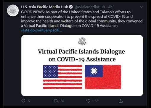  美國「亞太媒體中心」推特推文（圖／翻攝推特）