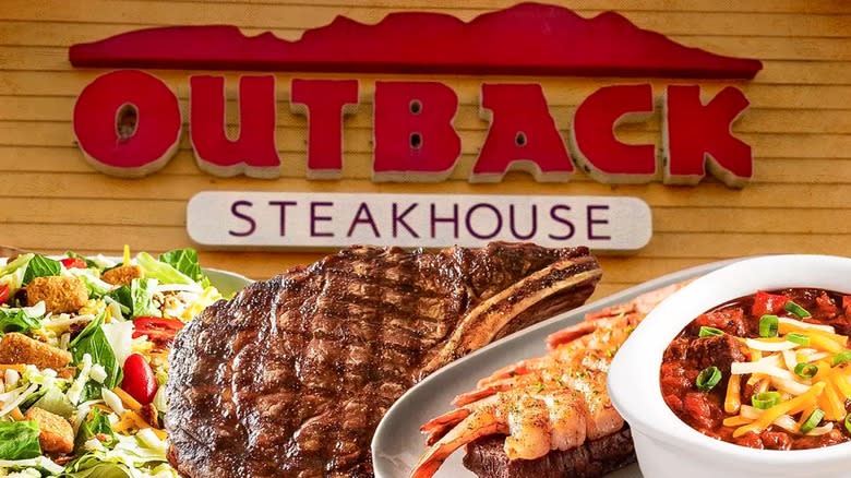 Outback sign and four dishes