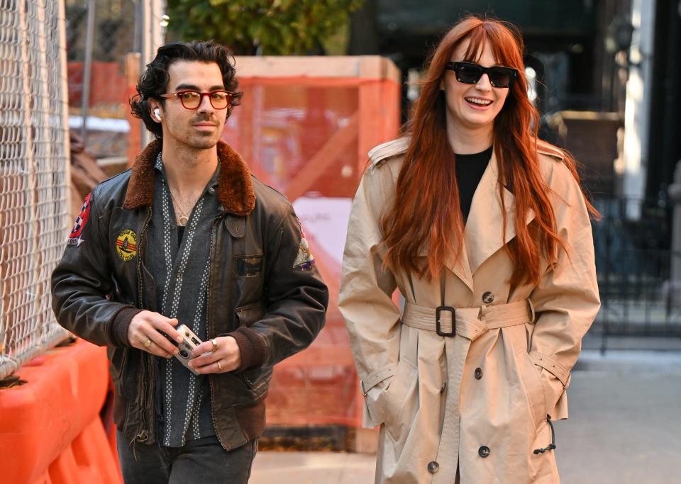 Joe Jonas and Sophie Turner are seen on the streets of the West Village on November 03, 2022 in New York City.