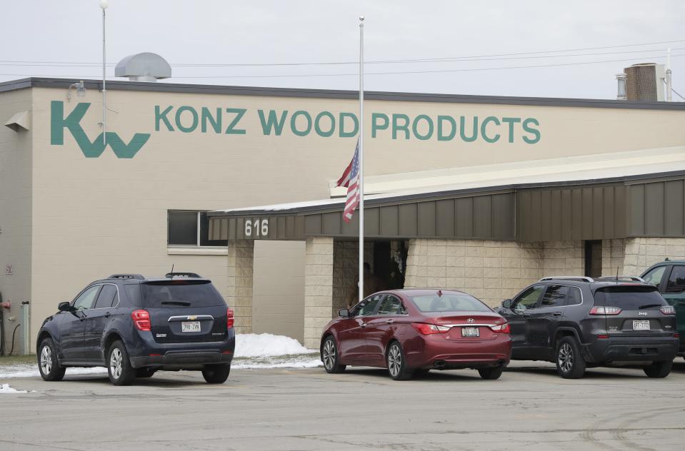 Konz Wood Products located at 616 N. Perkins Street Wednesday, December 6, 2023, in Grand Chute, Wis. An employee died due to an industrial accident at the business Tuesday, Dec. 5, 2023.