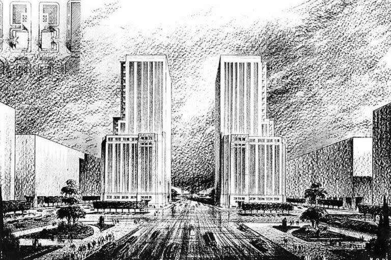 Cuando se planificó el edificio del Ministerio de Obras Públicas, la idea original era construir dos edificios gemelos, uno a cada lado de la 9 de Julio (que en principio mediría 33 metros), pero eso nunca ocurrió