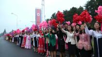 Crowds lined the streets of Pyongyang, cheering as the motorcades carrying Kim and Moon passed by