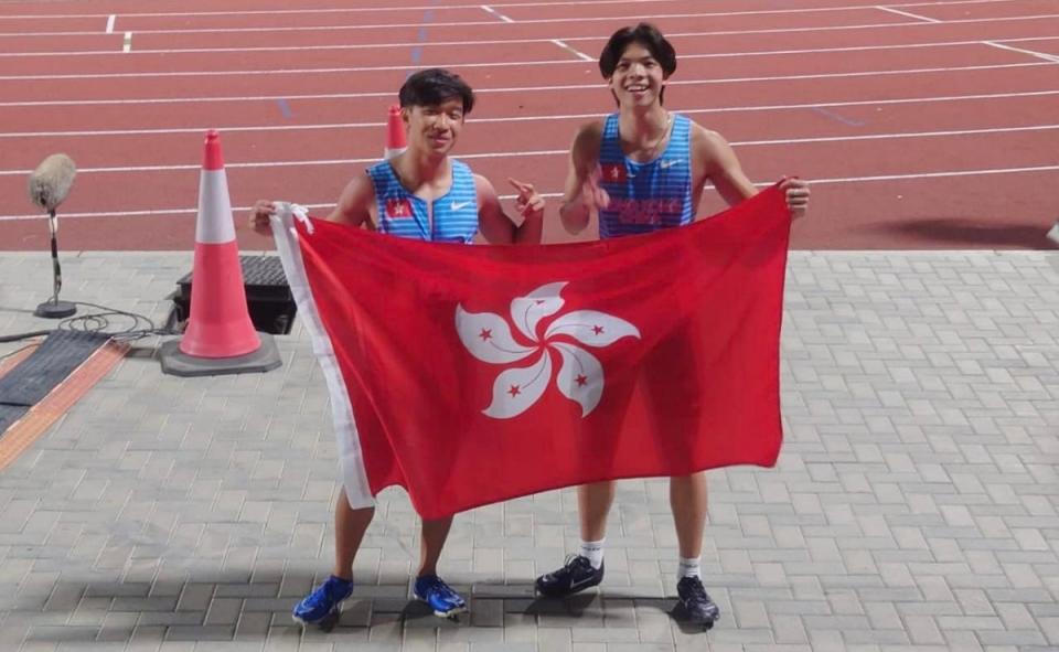 陳一樂（左）、郭俊延（右）狀態大勇，在100米決賽包攬銀、銅牌（圖：HKAAA）