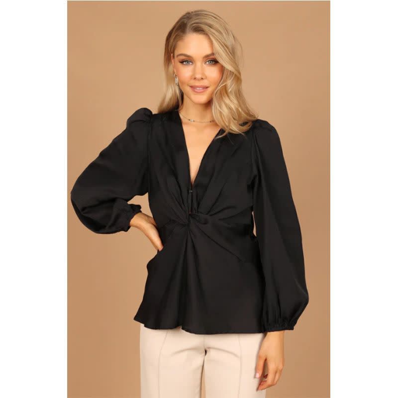 20) Karina V Neck Satin Top