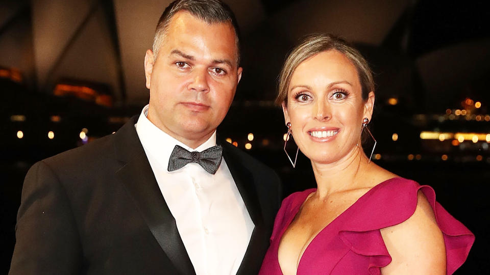 Anthony Seibold and his wife, pictured here at the 2018 Dally M Awards in Sydney.