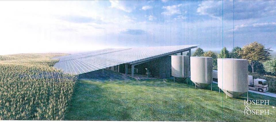 A rendering of the solar panels that will power Palisades Whiskey Co. Distillery in Madison County.