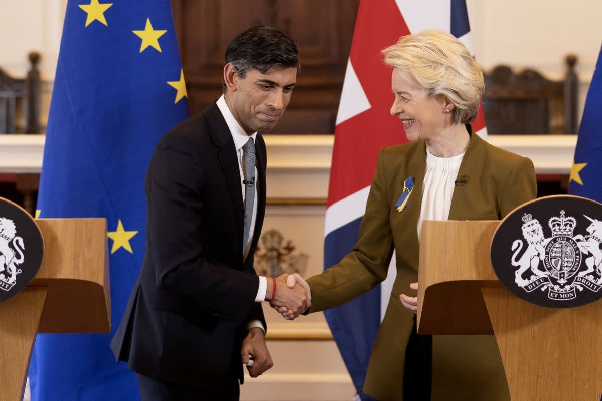 Rishi Sunak and Ursula von der Leyen, president of the European Commission, in February (PA Wire)