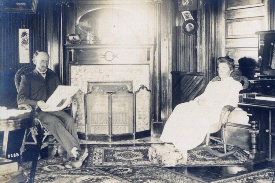 Albert Rudolph Kruger and wife Annie Krueger in their home on Krueger Creek.