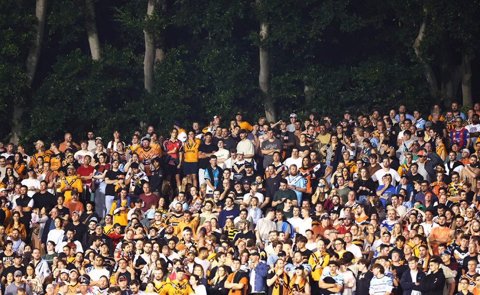 Wests Tigers fans, pictured here on the hill at Leichhardt Oval.