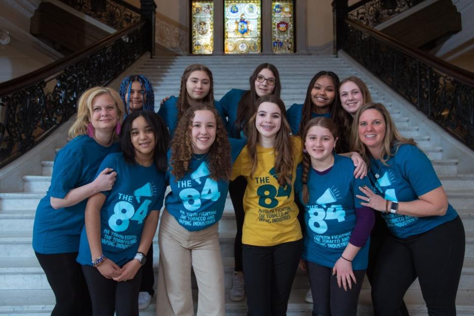 Students from Easton Middle School participated in Kick Butts Day: Youth Day of Action, where over 200 students from across the state protested outside the Massachusetts State House against youth tobacco use in March 2023.