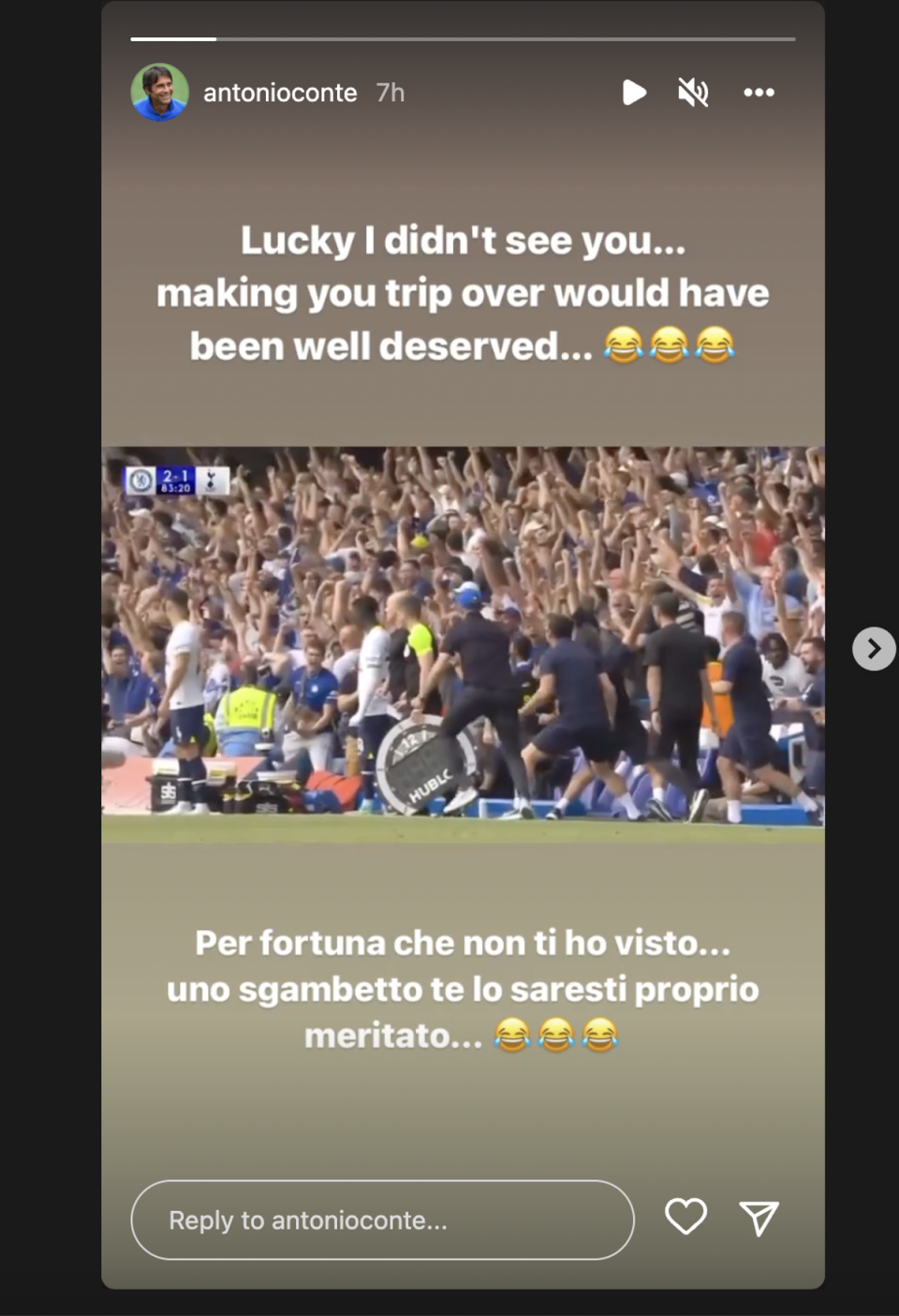 Antonio Conte’s cheeky late-night Instagram message after his feud with Thomas Tuchel (Instagram/@antonioconte)