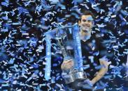 Tennis Britain - Barclays ATP World Tour Finals - O2 Arena, London - 20/11/16 Great Britain's Andy Murray celebrates winning the final against Serbia's Novak Djokovic with the ATP World Tour Finals trophy Reuters / Toby Melville Livepic