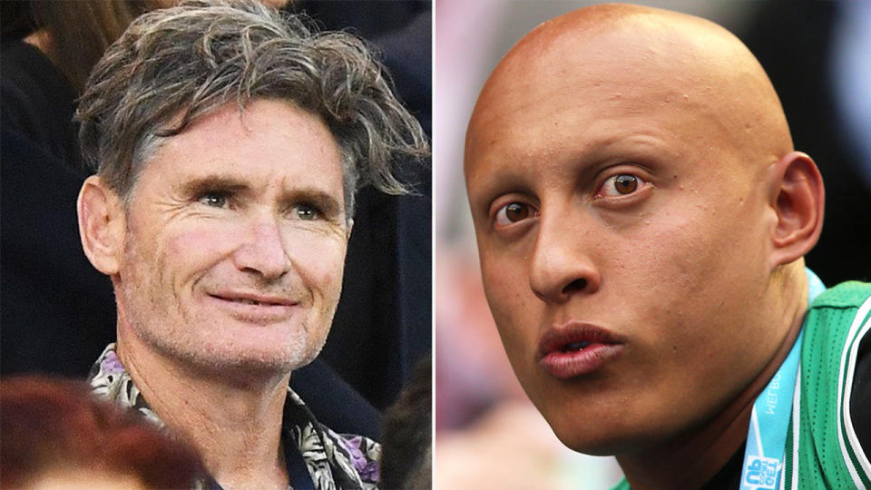 Dave Hughes (pictured left) at the tennis and Christos Kyrgios (pictured right) watching his brother at the tennis.