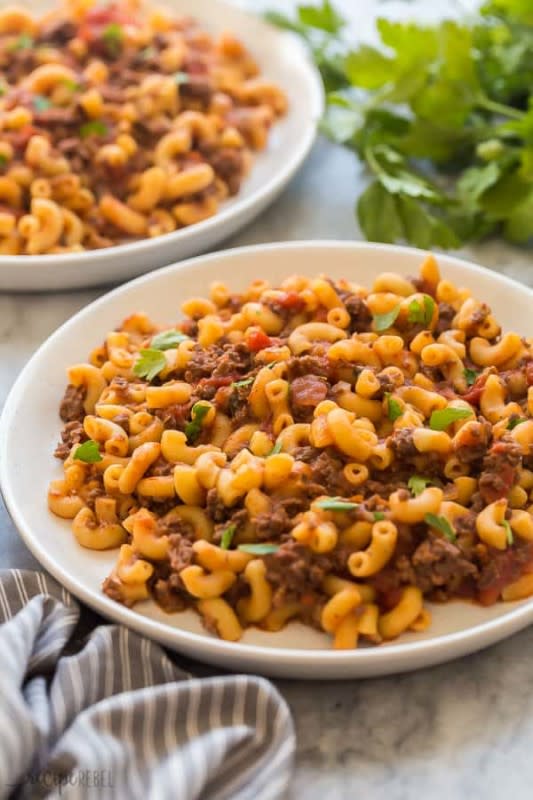 <p>The Recipe Rebel</p><p>This Instant Pot goulash is made with six ingredients and one pot! It’s a pasta featuring lean ground beef and macaroni in seasoned tomato sauce, made right in the pressure cooker!</p><p><strong>Get the recipe: <a href="https://www.thereciperebel.com/instant-pot-goulash/" rel="nofollow noopener" target="_blank" data-ylk="slk:Instant Pot Goulash;elm:context_link;itc:0;sec:content-canvas" class="link rapid-noclick-resp">Instant Pot Goulash</a></strong></p><p><strong>Related: <a href="https://parade.com/1156726/kristamarshall/elbow-macaroni-recipes/" rel="nofollow noopener" target="_blank" data-ylk="slk:45 Cheap Pantry Recipes with Elbow Macaroni;elm:context_link;itc:0;sec:content-canvas" class="link rapid-noclick-resp">45 Cheap Pantry Recipes with Elbow Macaroni</a></strong></p>