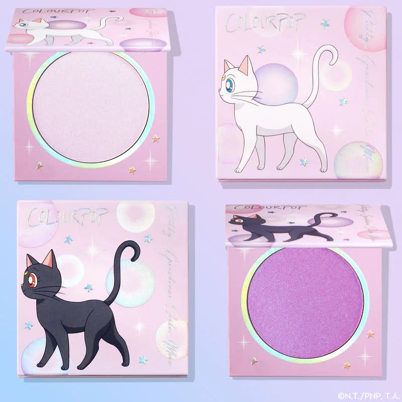 purple and white highlighter with cat product box