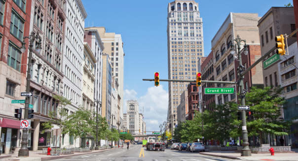 Woodward Avenue, downtown Detroit