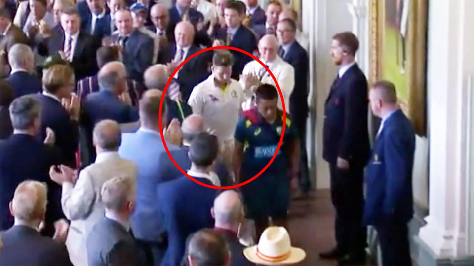 Steve Smith, pictured here walking through the Long Room at Lord's. Image: Channel Nine