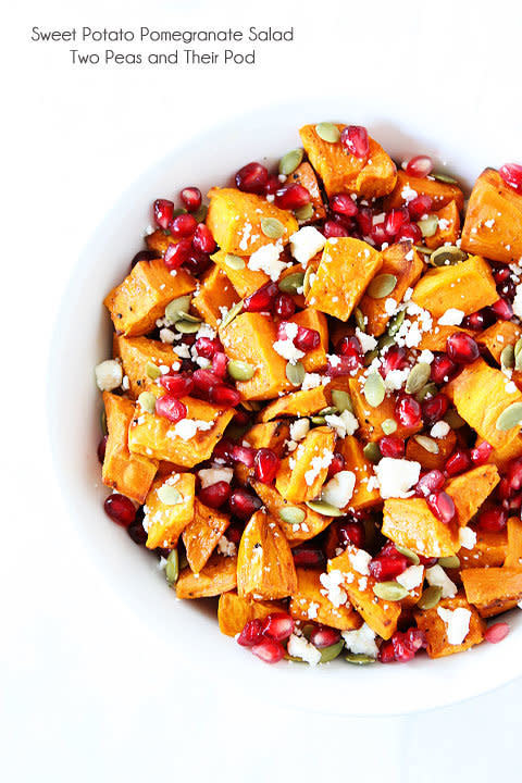 <strong>Get the&nbsp;<a href="https://www.twopeasandtheirpod.com/sweet-potato-pomegranate-salad/" target="_blank">Sweet Potato Pomegranate Salad recipe</a>&nbsp;from&nbsp;Two Peas &amp; Their Pod</strong>