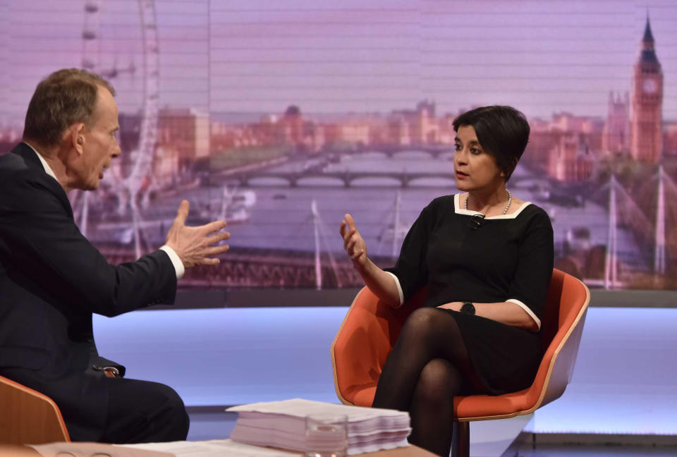 <p>Marr clashed with Baroness Chakrabarti after a tense exchange on Brexit.</p>