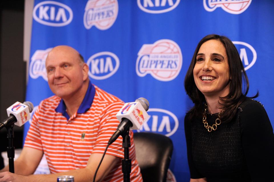 Los Angeles Clippers president of business operations Gillian Zucker pictured here with team chairmain Steve Balmer will give a speech at Hamilton College's May, 22, 2022 commencement.