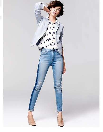<div class="caption-credit">Photo by: Gap</div><div class="caption-title">Casual Tuxedo Stripe</div>These jeans have an ultra-casual tuxedo vibe with a darker wash stripe, and deconstructed details. <br> <i><a rel="nofollow noopener" href="http://www.gap.com/browse/product.do?cid=1005809&vid=1&pid=941283002" target="_blank" data-ylk="slk:Gap" class="link rapid-noclick-resp">Gap</a>, $69.95 <br> <a rel="nofollow noopener" href="http://www.babble.com/babble-voices/about-love-mara-kofoed/10-things-you-should-borrow-from-your-husband/?cmp=ELP|bbl||YahooShine||InHouse|022414|StylishJeans||famE|" target="_blank" data-ylk="slk:Related: 10 items you can wear from your man's closet" class="link rapid-noclick-resp"><b>Related: 10 items you can wear from your man's closet</b></a></i>