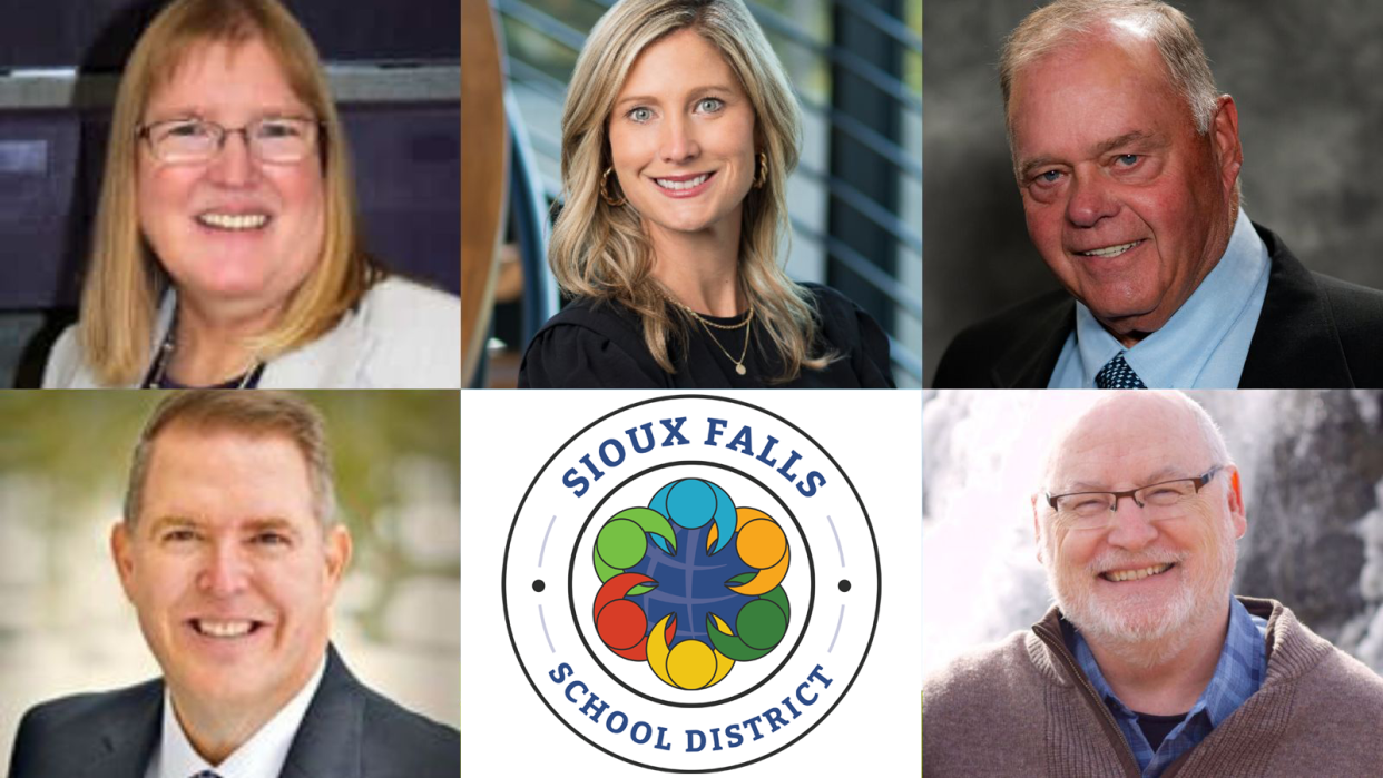 School board candidates Gail Swenson, Bobbie Tibbetts, Marc Murren, Pat Starr and Stuart Willett.
