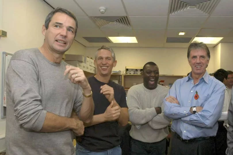 Alan Hansen, Gary Lineker, Garth Crooks and Mark Lawrenson behind the scenes at the BBC.
