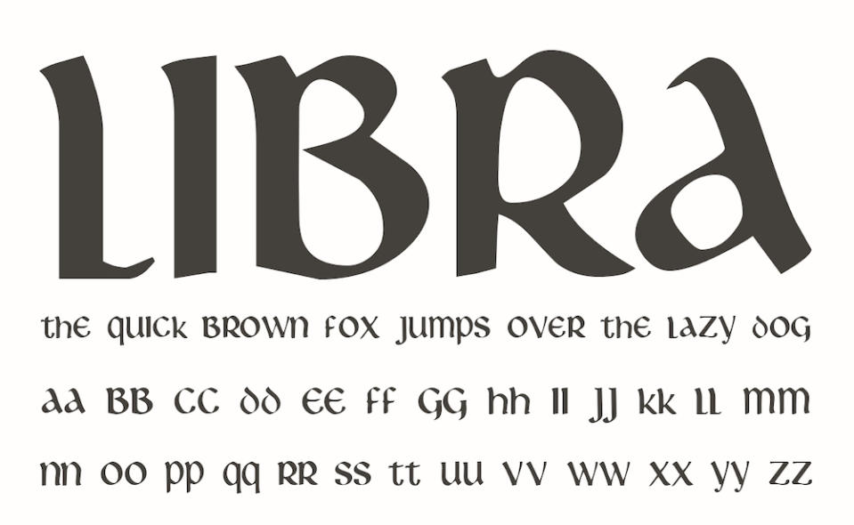 The Libra font and its letter set