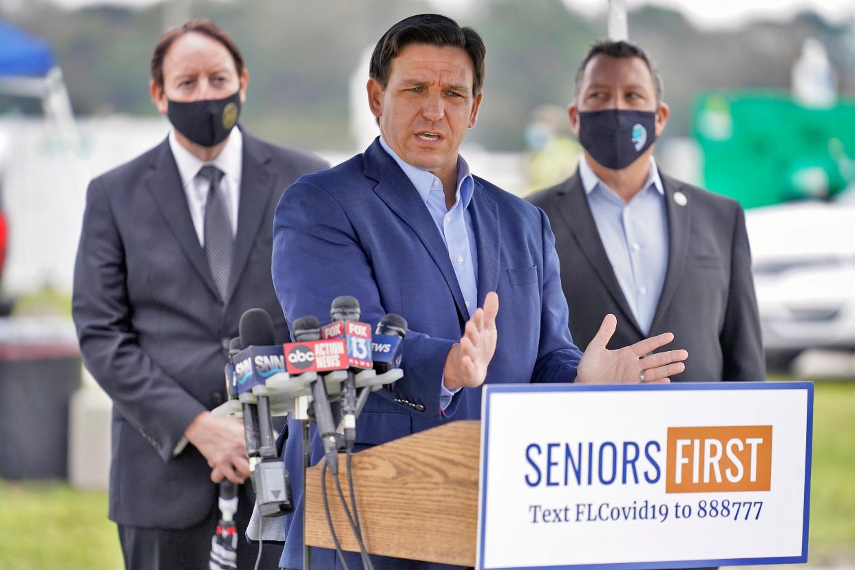 <p>DeSantis ha negado rotundamente las acusaciones y dijo que la campaña de vacunación fue administrada por “un hospital del sur de Florida”.  </p> (Copyright 2021 The Associated Press. All rights reserved.)