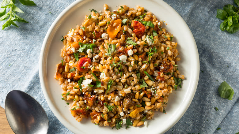 farro, feta and tomato salad