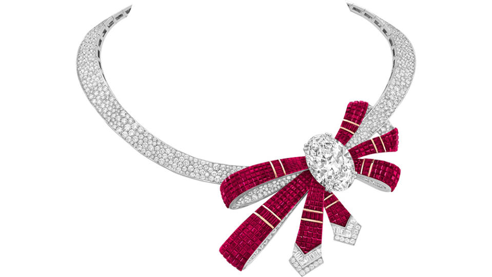 Van Cleef & Arpels’s Volutes Mystérieuses necklace, with diamonds from the Lesotho Legend