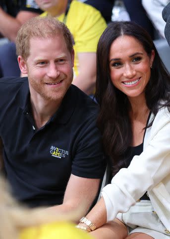 <p>Chris Jackson/Getty</p> Prince Harry and Meghan Markle at the Invictus Games on Sept. 13, 2023