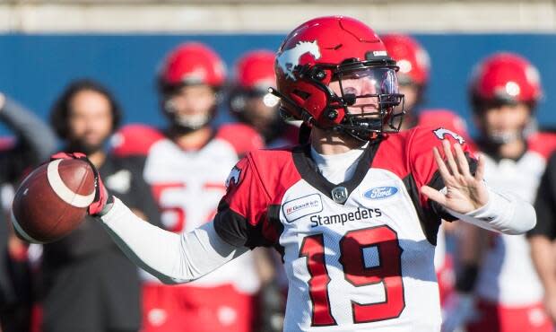 Calgary Stampeders quarterback Bo Levi Mitchell is seen during a game against the Montreal Alouettes in 2019. (Graham Hughes/The Canadian Press - image credit)