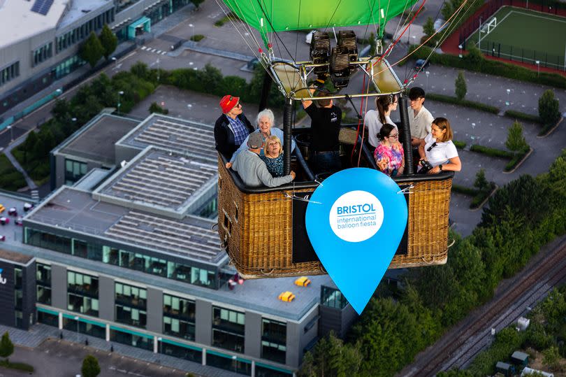 Bristol International Balloon Fiesta launch their community launch campaign ahead of this year's Fiesta by flying over the city with a location pin on June 17