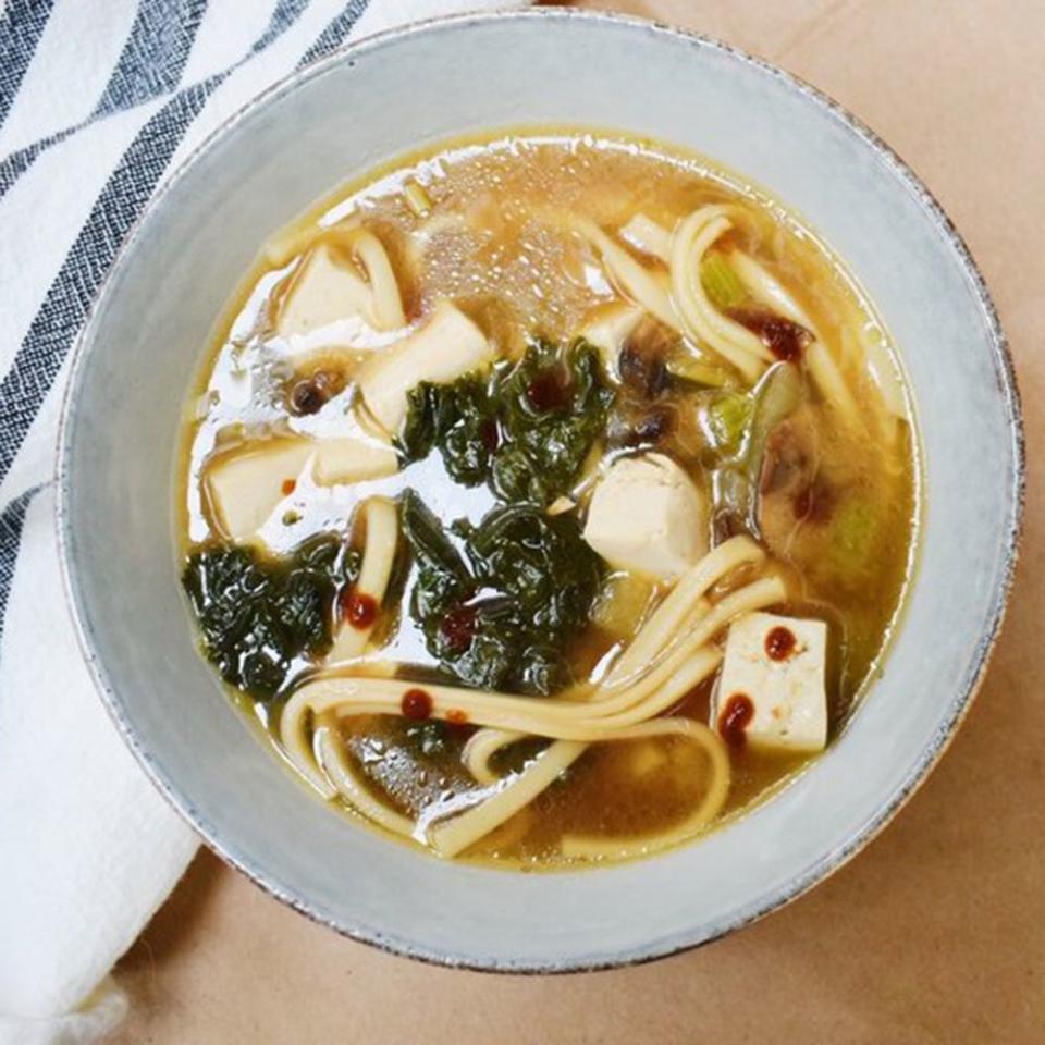 Vegan Tofu Udon Noodle Soup