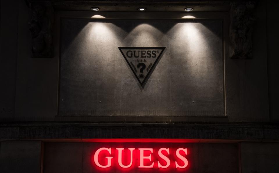 A view of a Guess store logo sign in Munich, Germany Brands in Munich, Germany - 11 Mar 2017