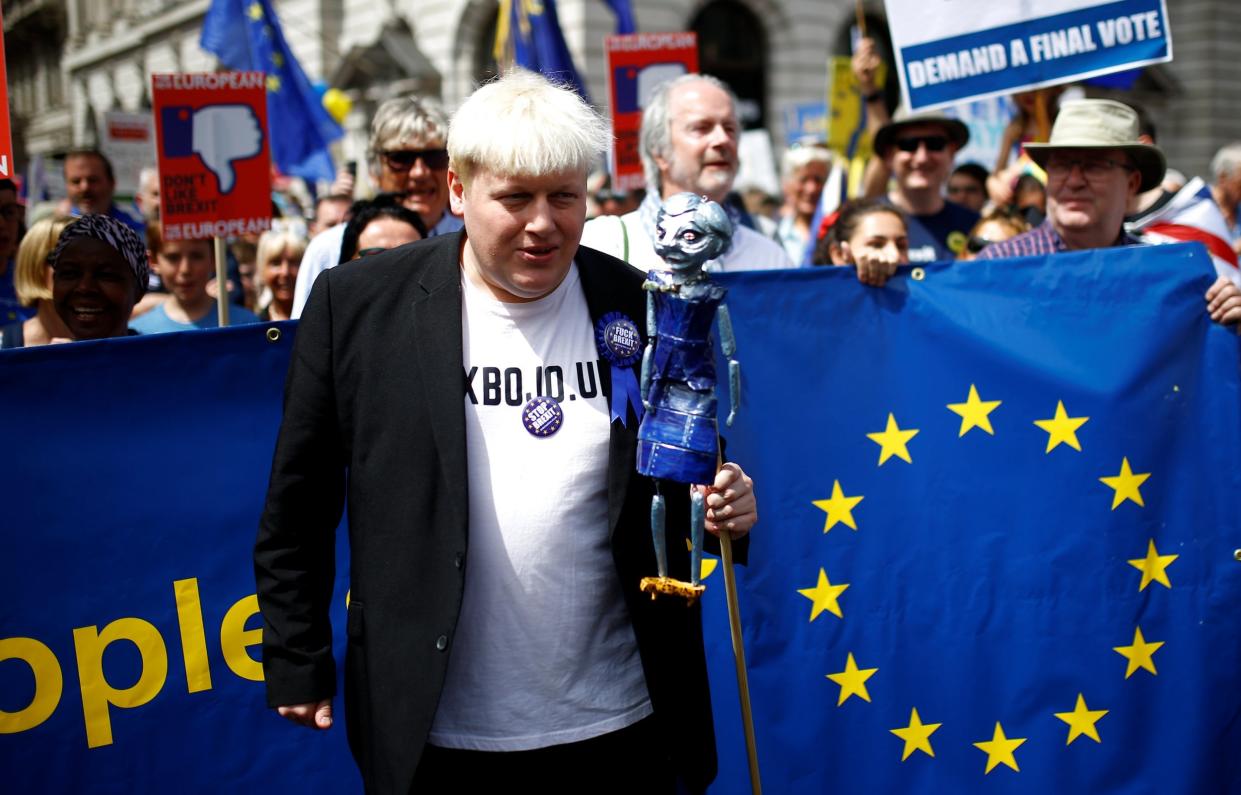 A lookalike of Boris Johnson, who recently called for a 'full British Brexit': Reuters