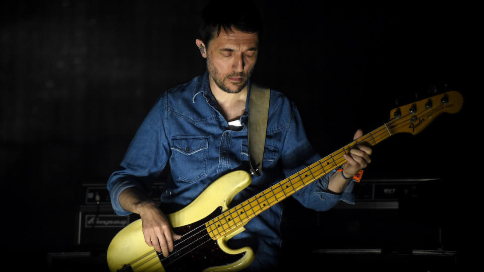 Colin Greenwood of Radiohead performs on the Coachella Stage during day 1 of the Coachella Valley Music And Arts Festival (Weekend 1) at the Empire Polo Club on April 14, 2017 in Indio, California.