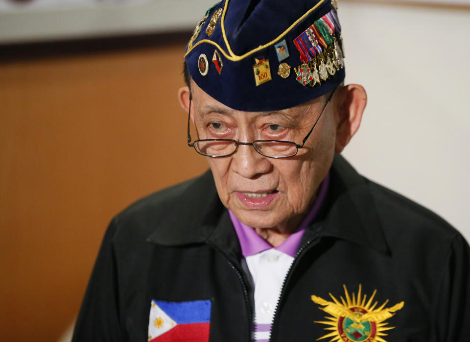 FILE - Former Philippine President Fidel Ramos speaks at a news conference on Nov. 21, 2016 in suburban Makati city, east of Manila. Ramos, a U.S.-trained ex-general who saw action in the Korean and Vietnam wars and played a key role in a 1986 pro-democracy uprising that ousted a dictator, has died. He was 94. Some of Ramos's relatives were with him when he died on Sunday, July 31, 2022, said his longtime aide Norman Legaspi. (AP Photo/Bullit Marquez, File)