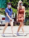 <p>Kristen Stewart and girlfriend Dylan Meyer wear their masks for a lunch outing at Kitsune in Los Angeles on Sunday.</p>