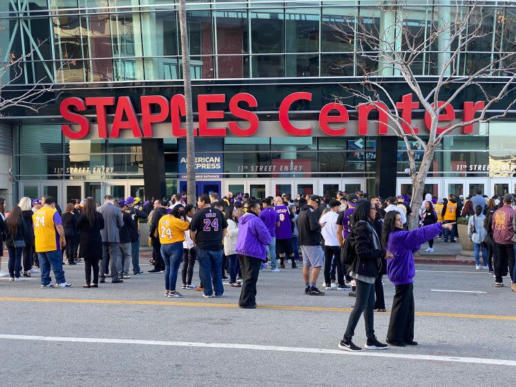 Fans arrive early outside Staples Center for the 'Celebration of Life 'for Kobe and Gianna Bryant