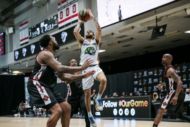 Niagara River Lions guard Kassius Robertson (3) contributed 21 points in Niagara's 103-78 victory over the Ottawa BlackJacks Thursday. (Courtesy of CEBL - image credit)