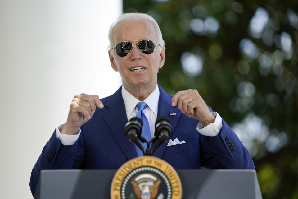 President Joe Biden speaks before signing two bills aimed at combating fraud in the COVID-19 small business relief programs Friday, Aug. 5, 2022, at the White House in Washington. (AP Photo/Evan Vucci, Pool)