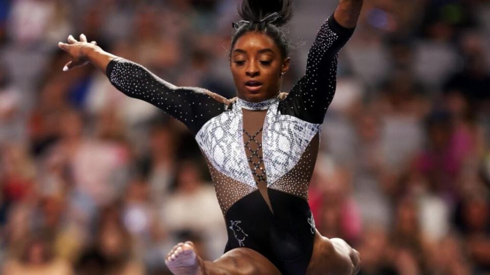 Simone Biles competes on the balance beam at the U.S. Gymnastics Championships at Dickies Arena Sunday in Fort Worth, Texas. (Photo by Jamie Squire/Getty Images)