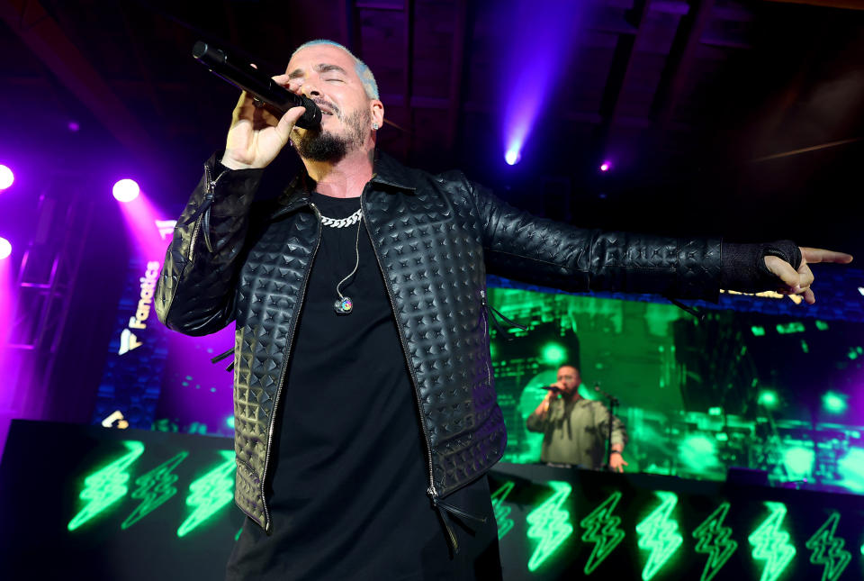 <p>J Balvin performs during the Players Party co-hosted by Michael Rubin, MLBPA and Fanatics at City Market Social House in L.A. on July 18.</p>