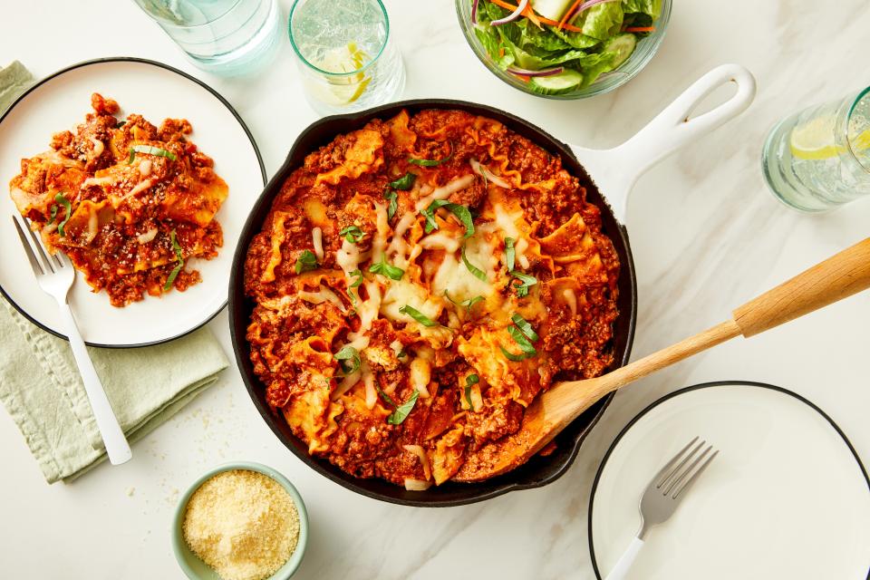 <h1 class="title">Prego-Skillet Lasagna</h1><cite class="credit">Courtesy of Prego®</cite>