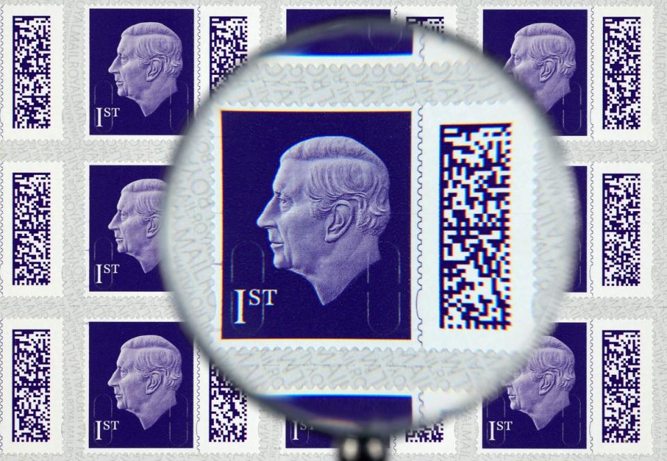 Royal Mail reveals the new stamps featuring King Charles III’s likeness  (Royal Mail Group/AFP via Getty Images)