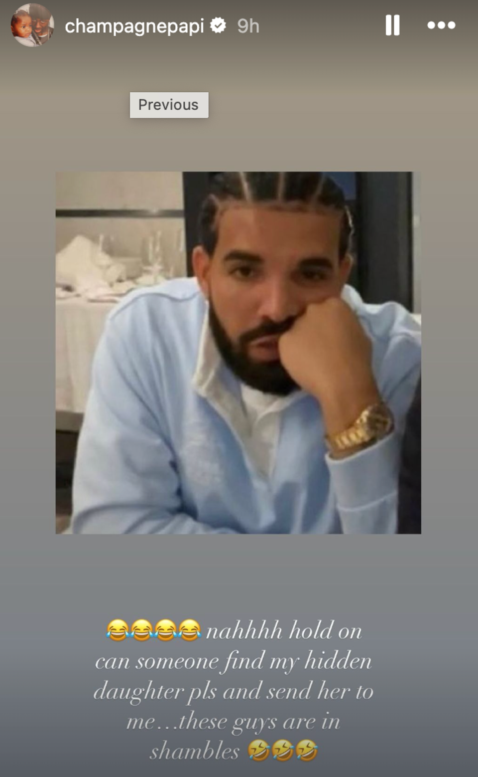 Drake responds to Kendrick Lamar’s new diss track that accuses him of having a secret daughter (@champagnepapi)