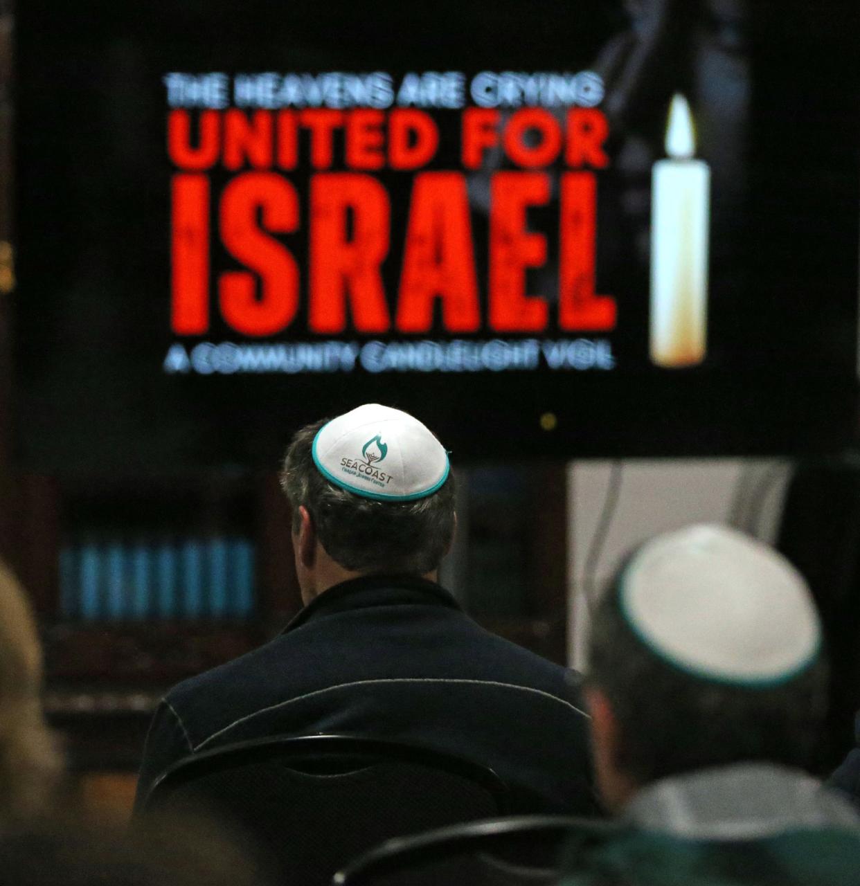 A vigil and solidarity gathering brought people together at the Jewish Community Center in Newington Tuesday, Oct. 10, 2023 following the Oct. 7 attack by Hamas on Israel.